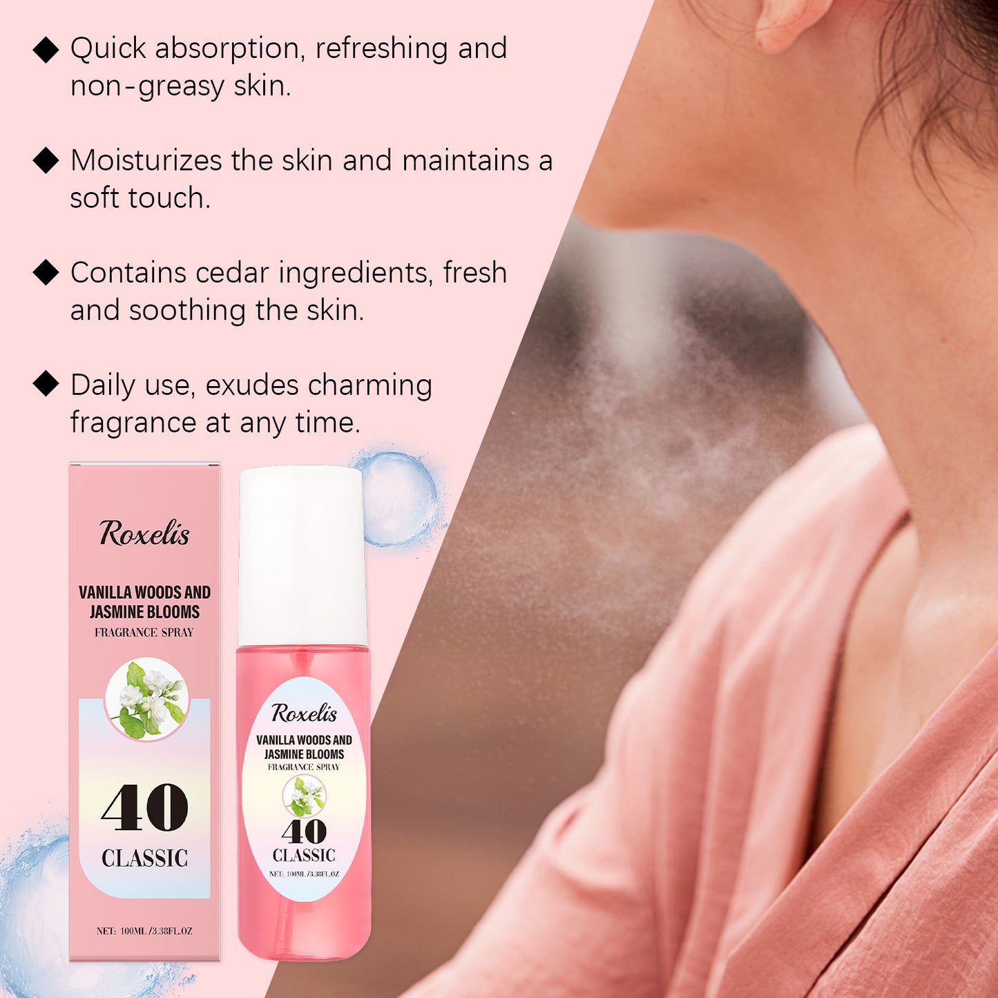 Roxelis Light Jasmine Body Fragrance Fresh And Delicate Light Jasmine Grass Body Fragrance Elegant And Fresh Stay Fragrance