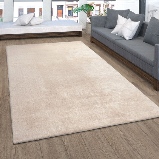 Soft Area Rug with Anti-Slip Backing Washable - Dark Beige-0