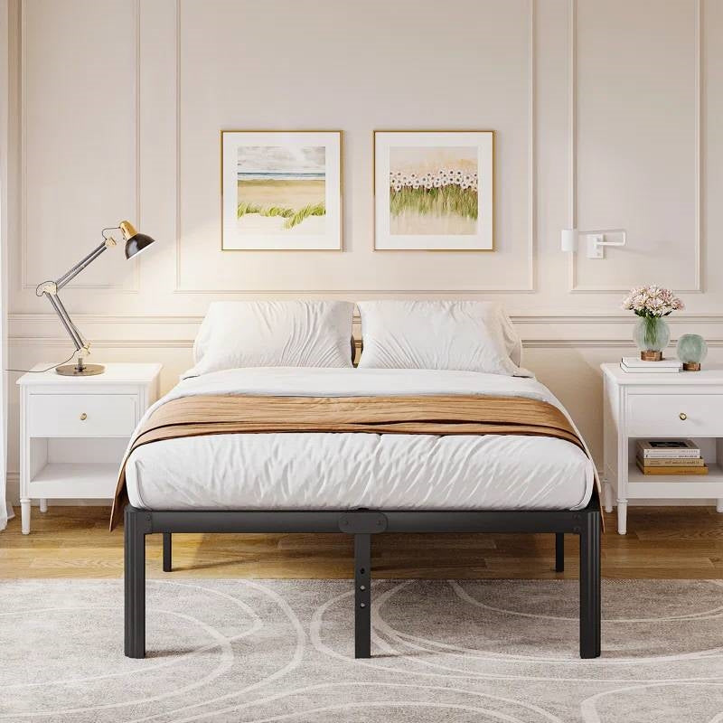 California King size Heavy Duty Metal Bed Frame with Round Edge Legs-1