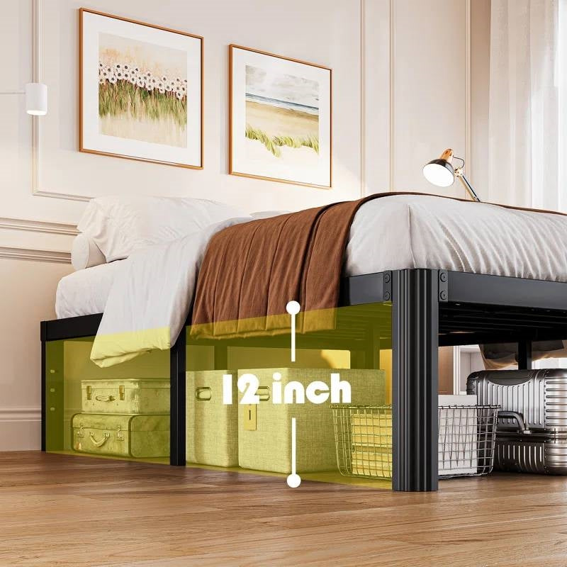 California King size Heavy Duty Metal Bed Frame with Round Edge Legs-3