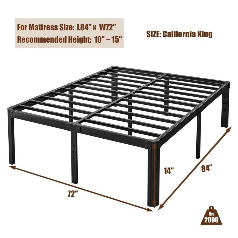 California King size Heavy Duty Metal Bed Frame with Round Edge Legs-4