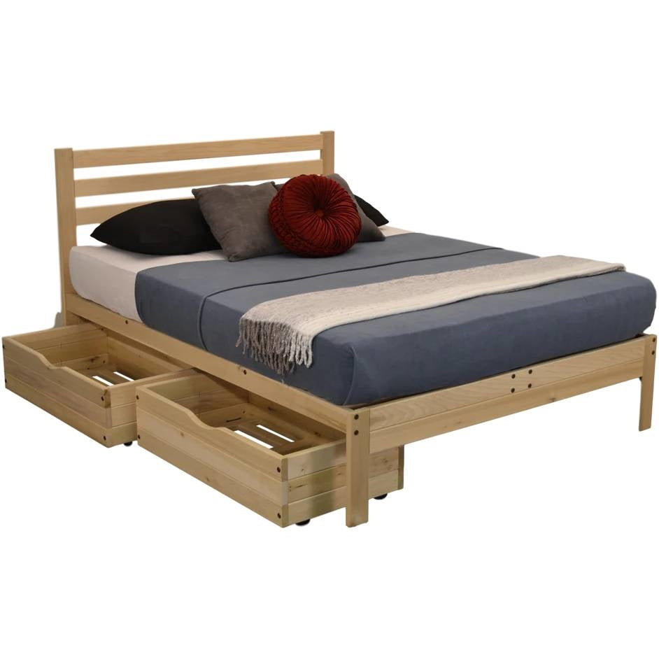 CA size Solid Wood Platform Bed Frame with Slatted Headboard - Made in USA-3