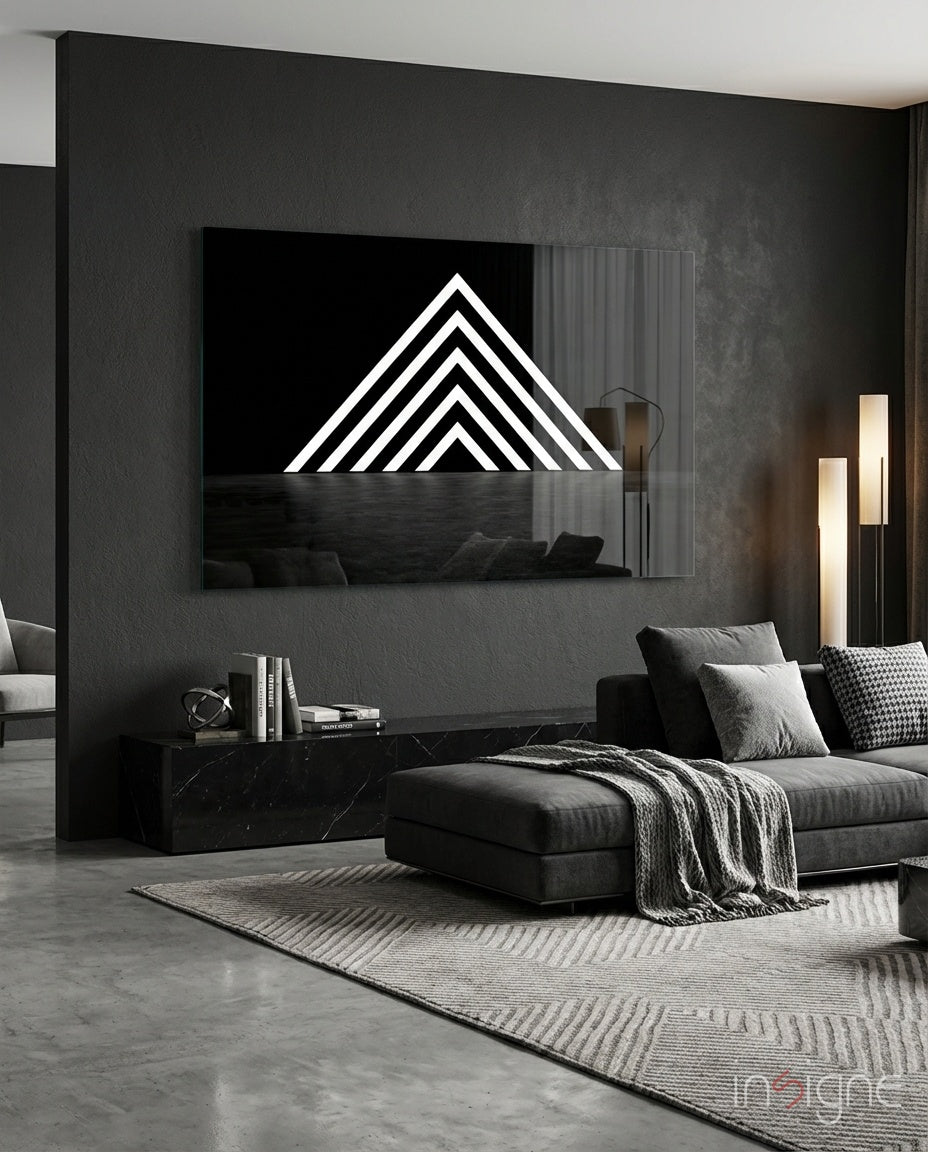 Neon Triangle Glass Wall Art