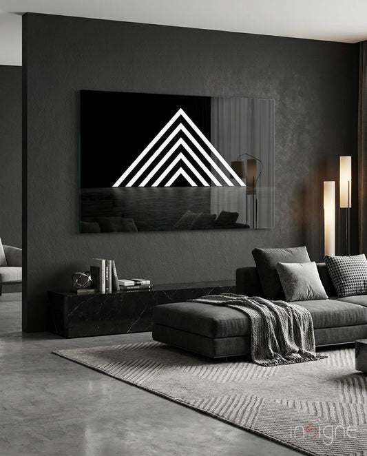 Neon Triangle Glass Wall Art