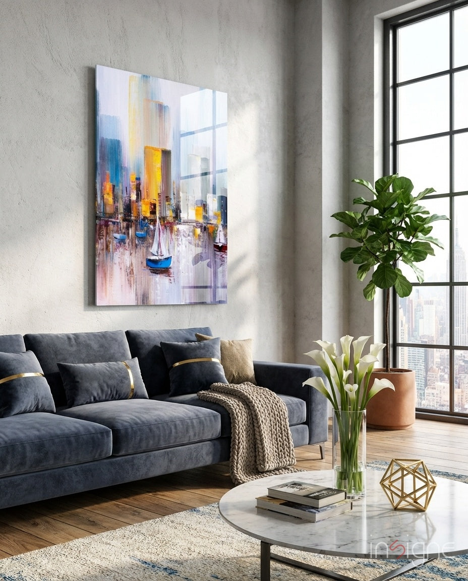 Abstract Glass Wall Art