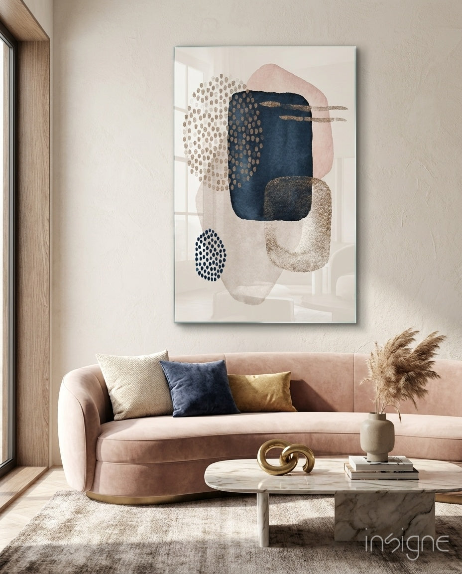 Abstract Shapes Glass Wall Art