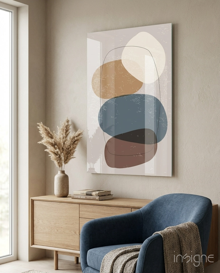 Abstract Shapes Glass Wall Art