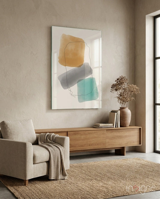 Abstract Shapes Glass Wall Art