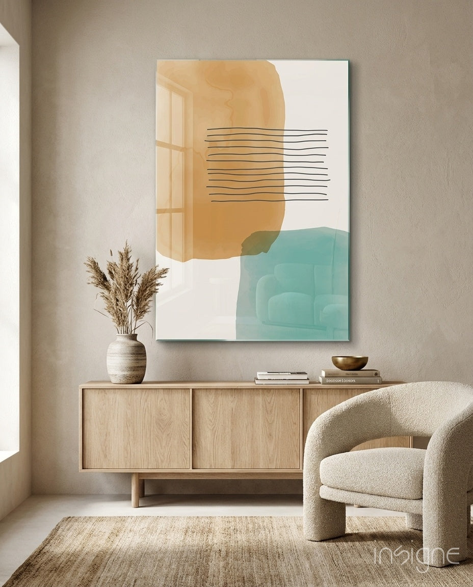 Abstract Shapes Glass Wall Art