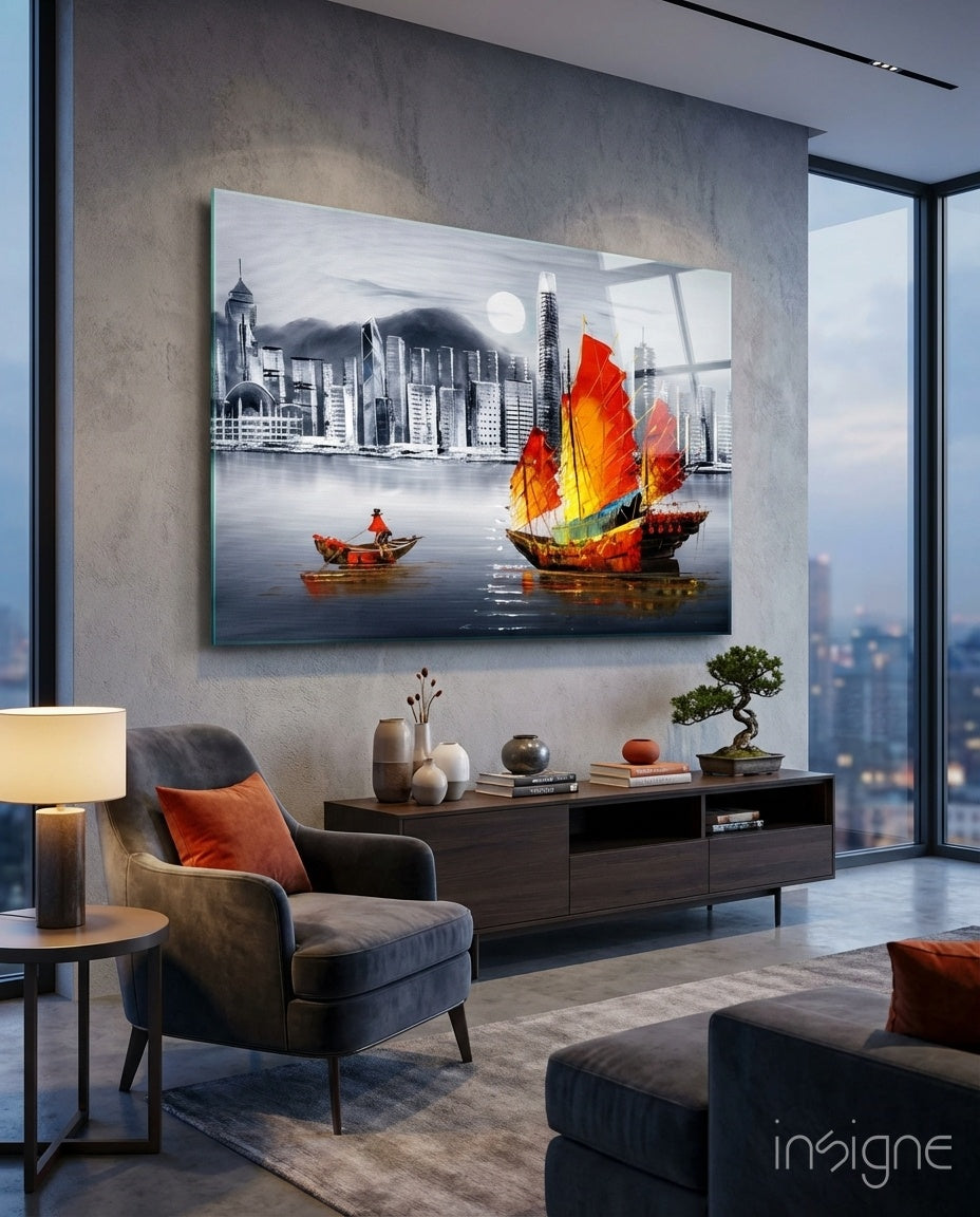 Sailboat Glass Wall Art