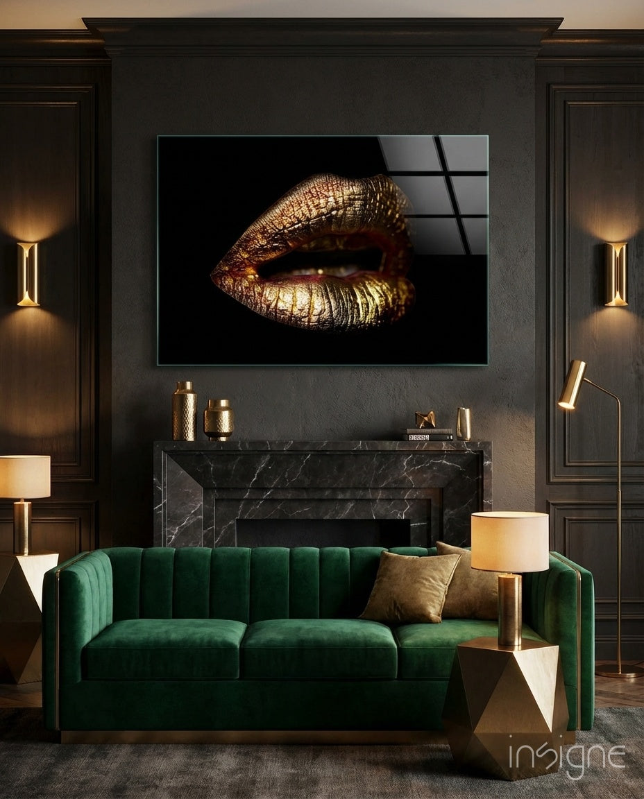 Lips Glass Wall Art