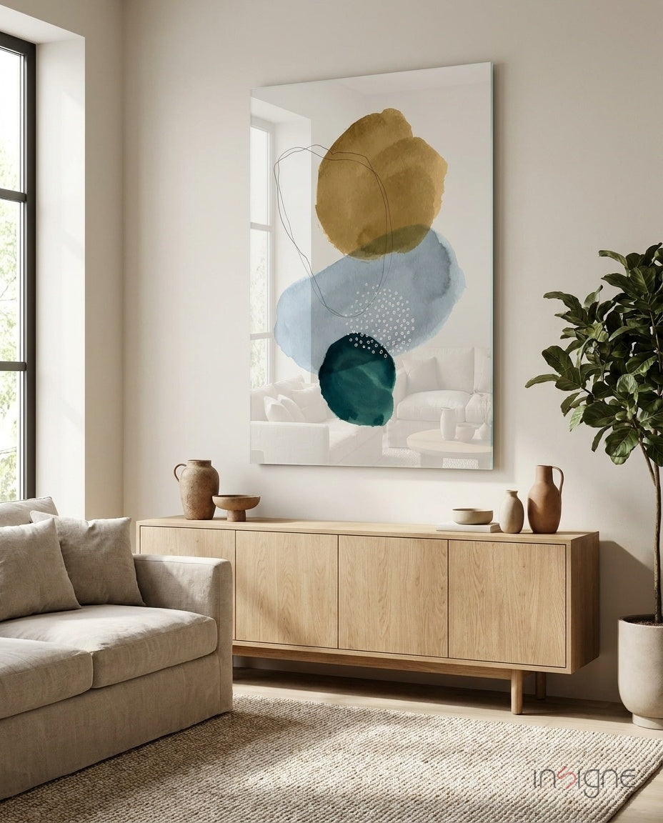 Abstract Shapes Glass Wall Art