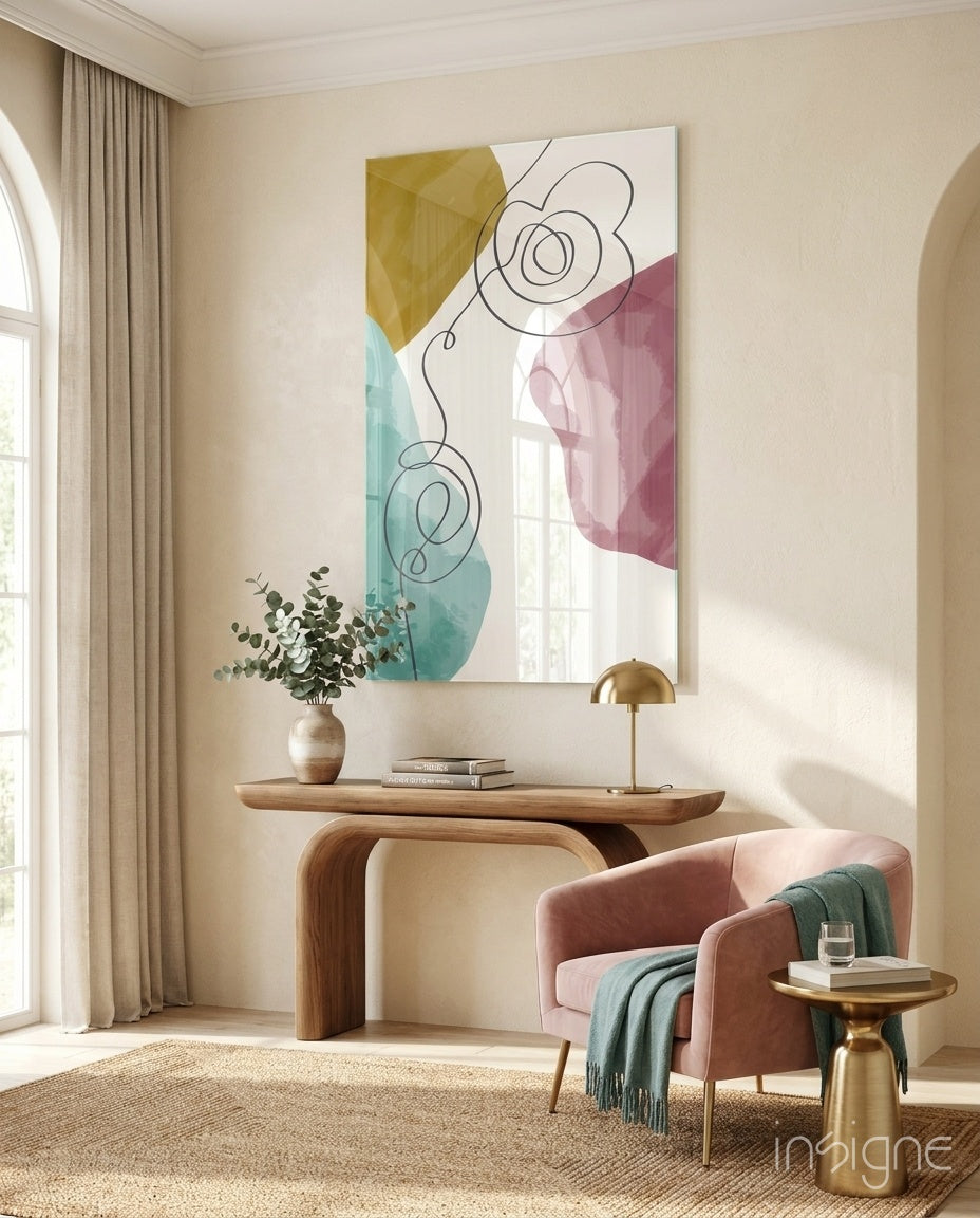 Abstract Shapes Glass Wall Art