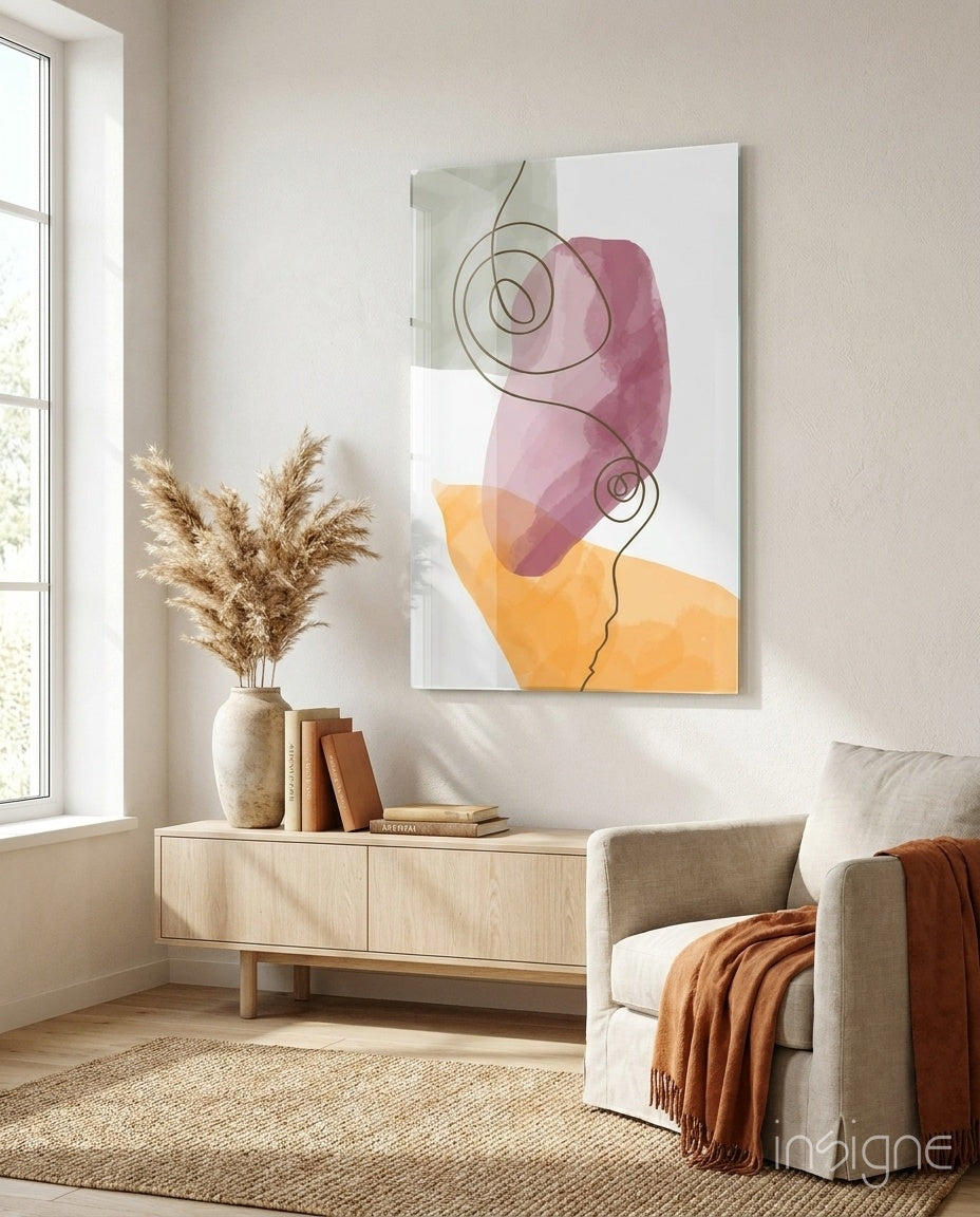 Abstract Shapes Glass Wall Art