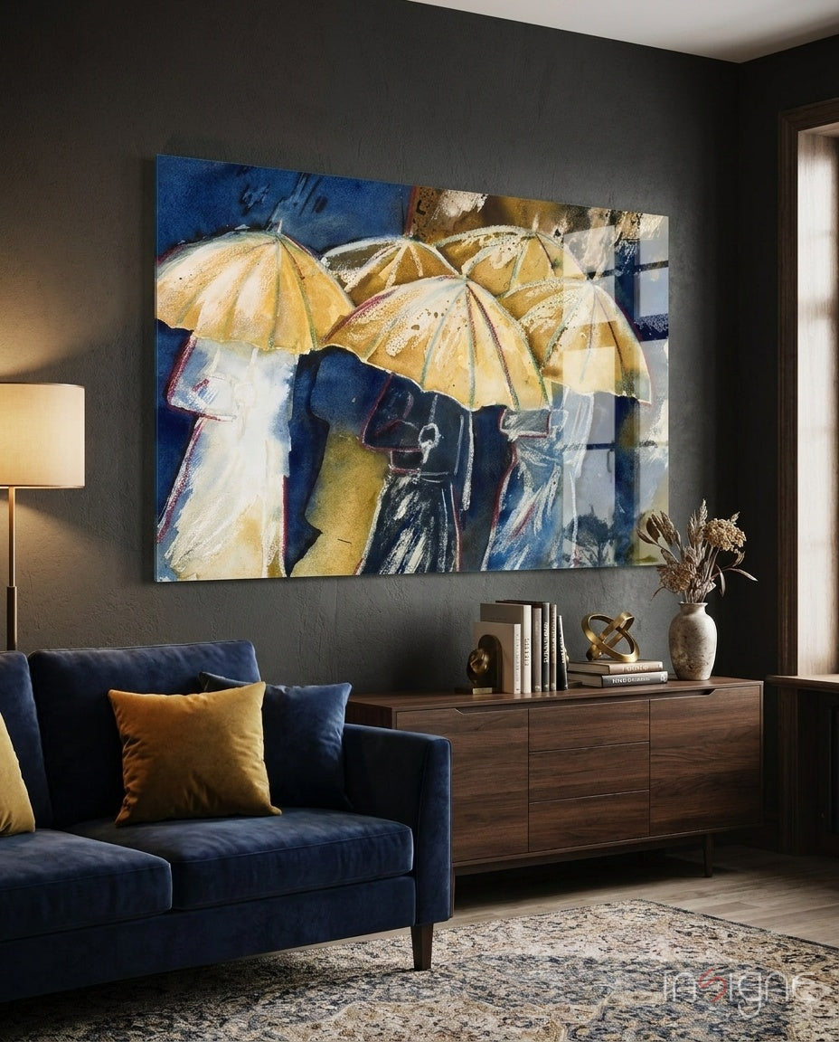 Umbrellas Glass Wall Art