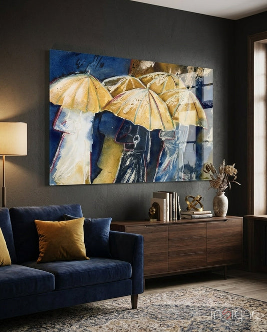 Umbrellas Glass Wall Art