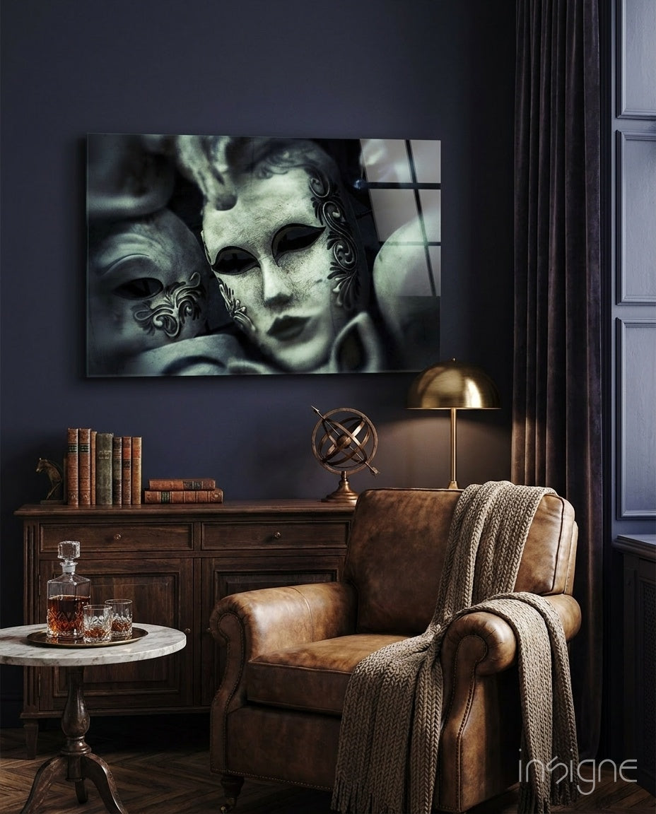 Mask Glass Wall Art