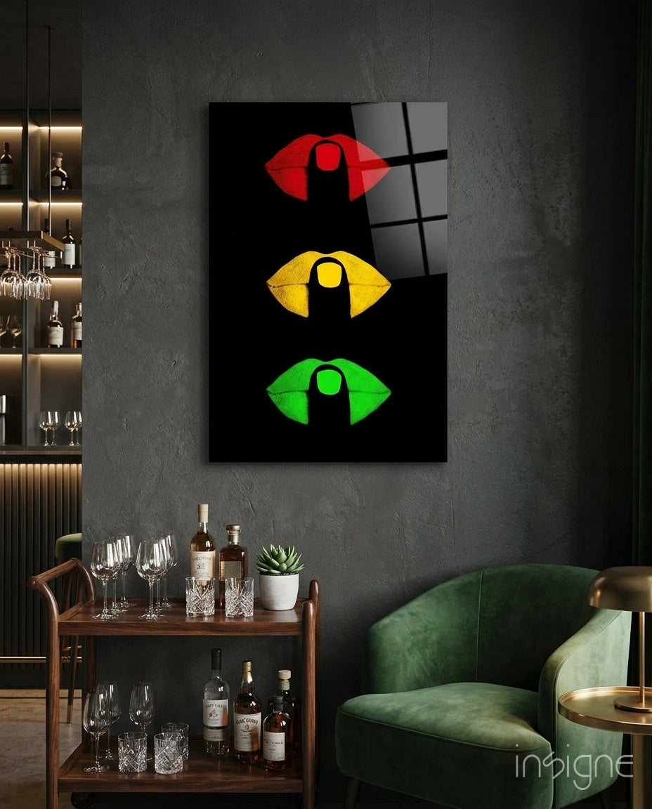 Colored Lips Glass Wall Art