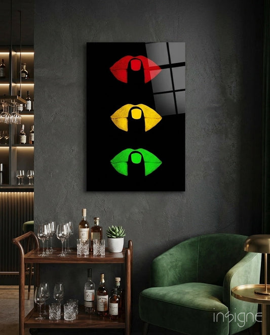 Colored Lips Glass Wall Art