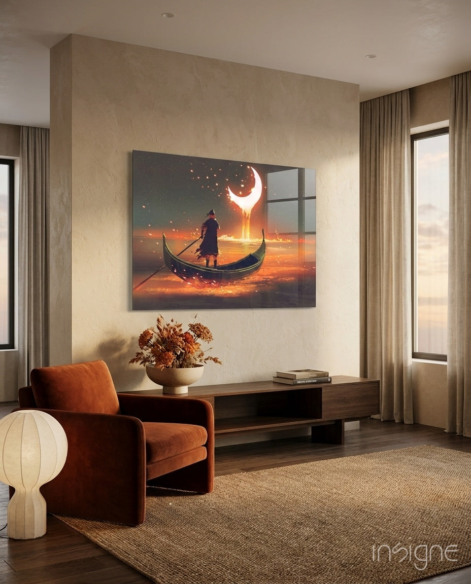 Red Moon Glass Wall Art