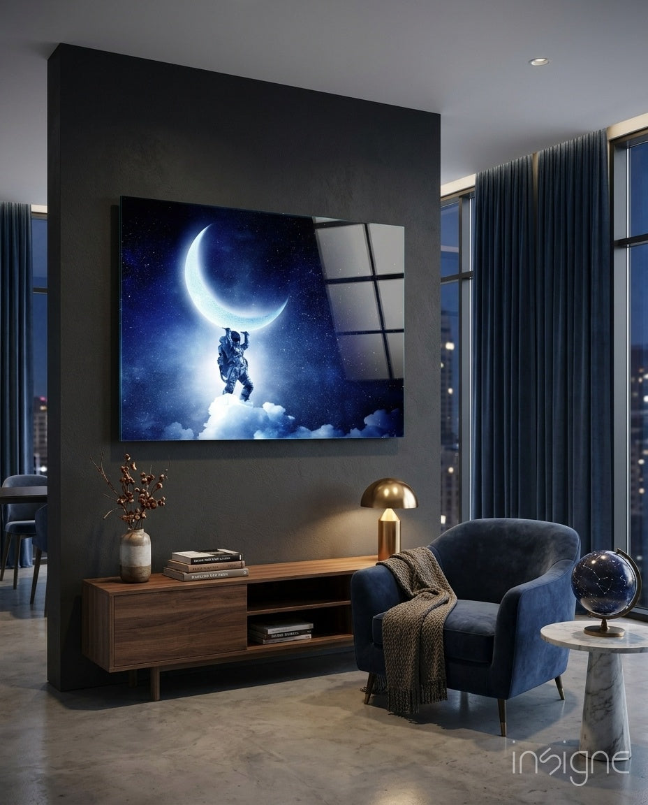 Moon bearer Glass Wall Art