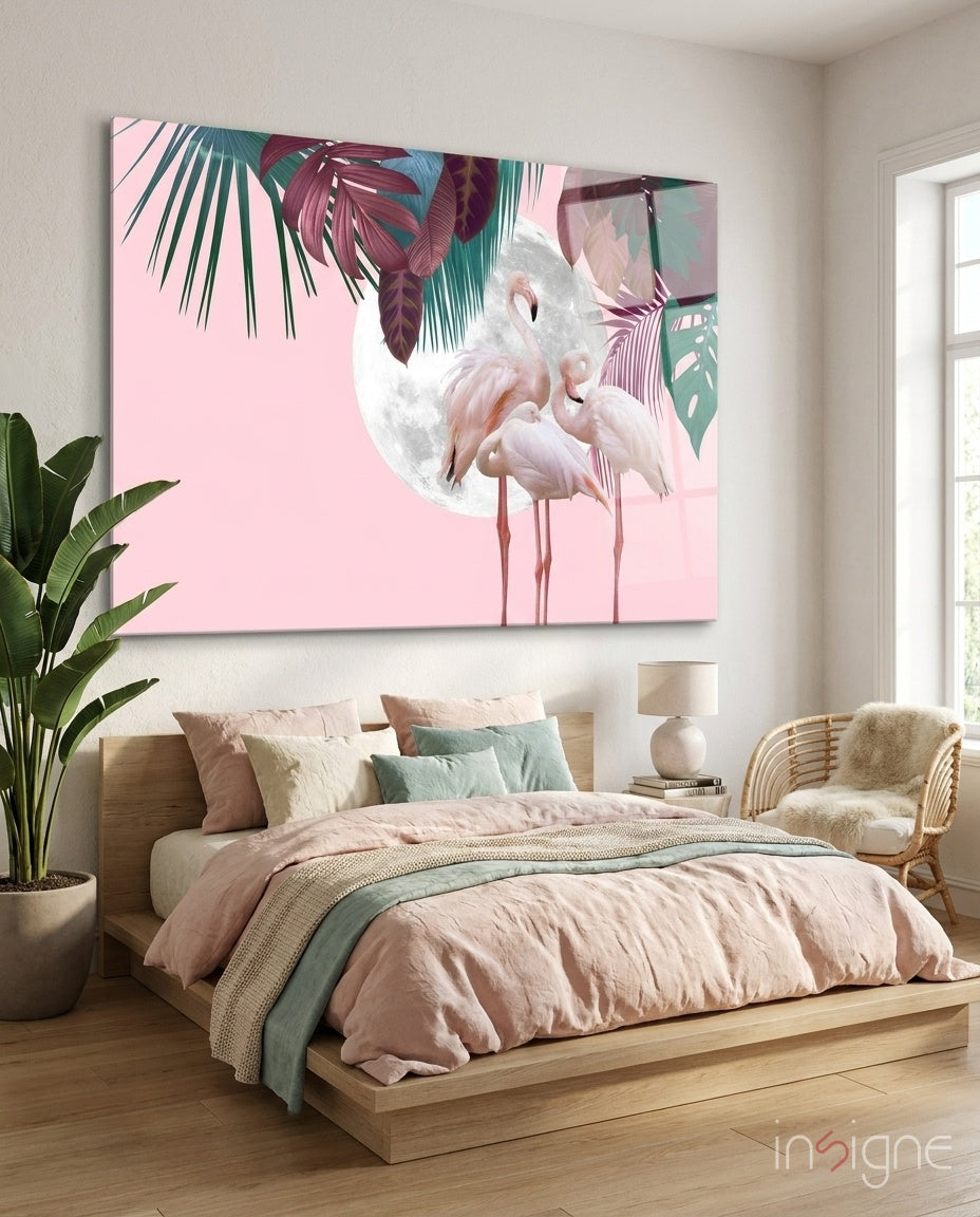 Flamingo Glass Wall Art