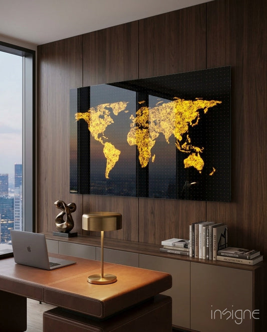 World Map Glass Wall Art