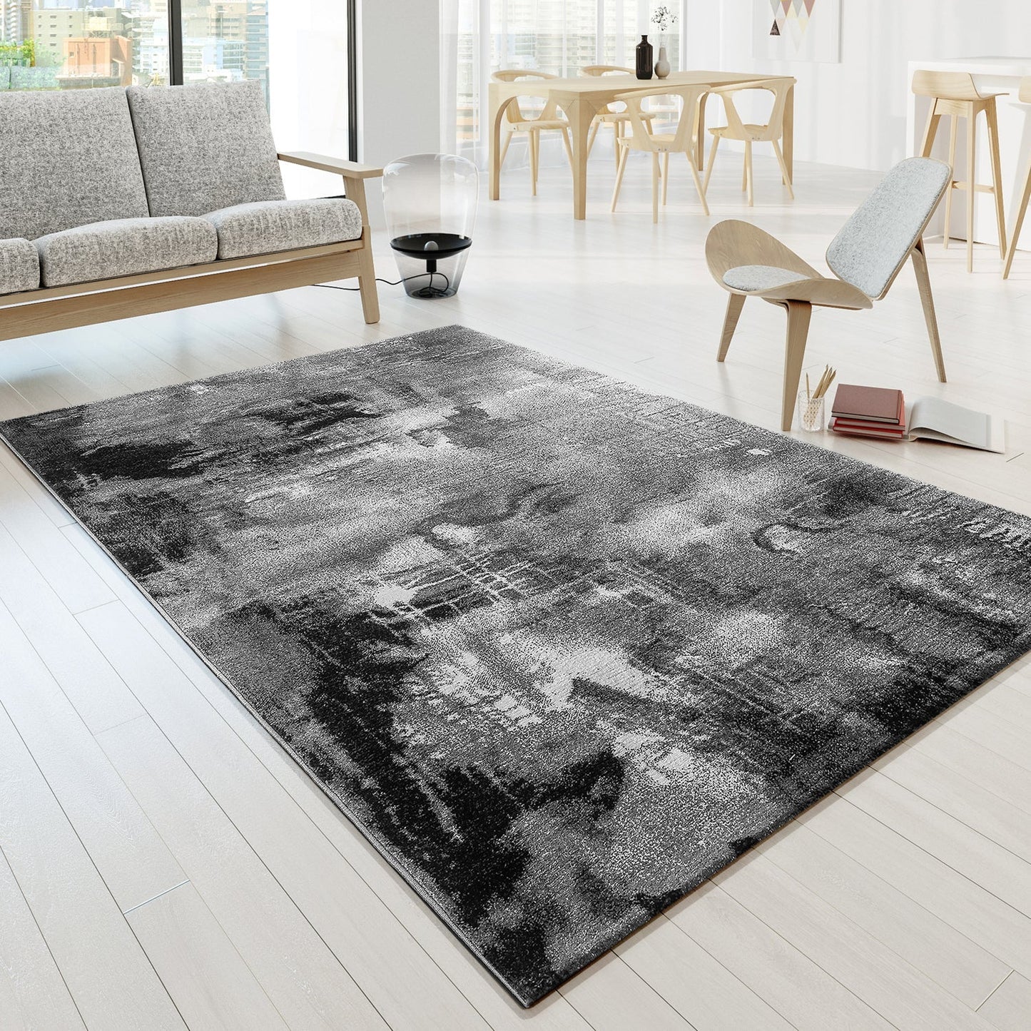 Modern Area Rug Canvas Artful Design in Grey-3