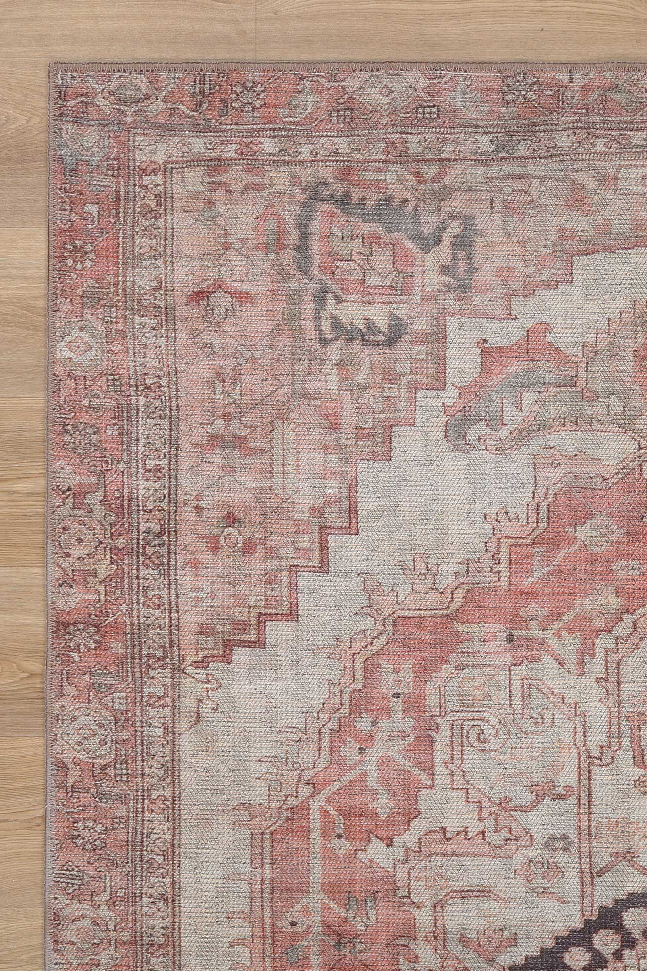 Carmine Vintage Farmhouse Charm in Orange : Runner Rug-3