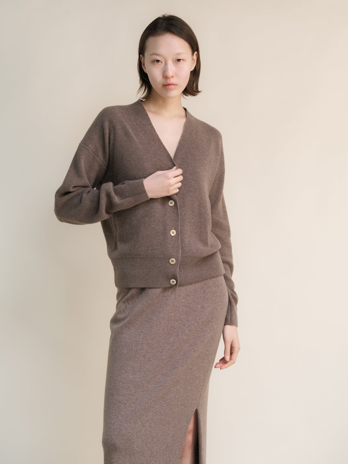 Cashmere Mix Ribbed Cardigan-11