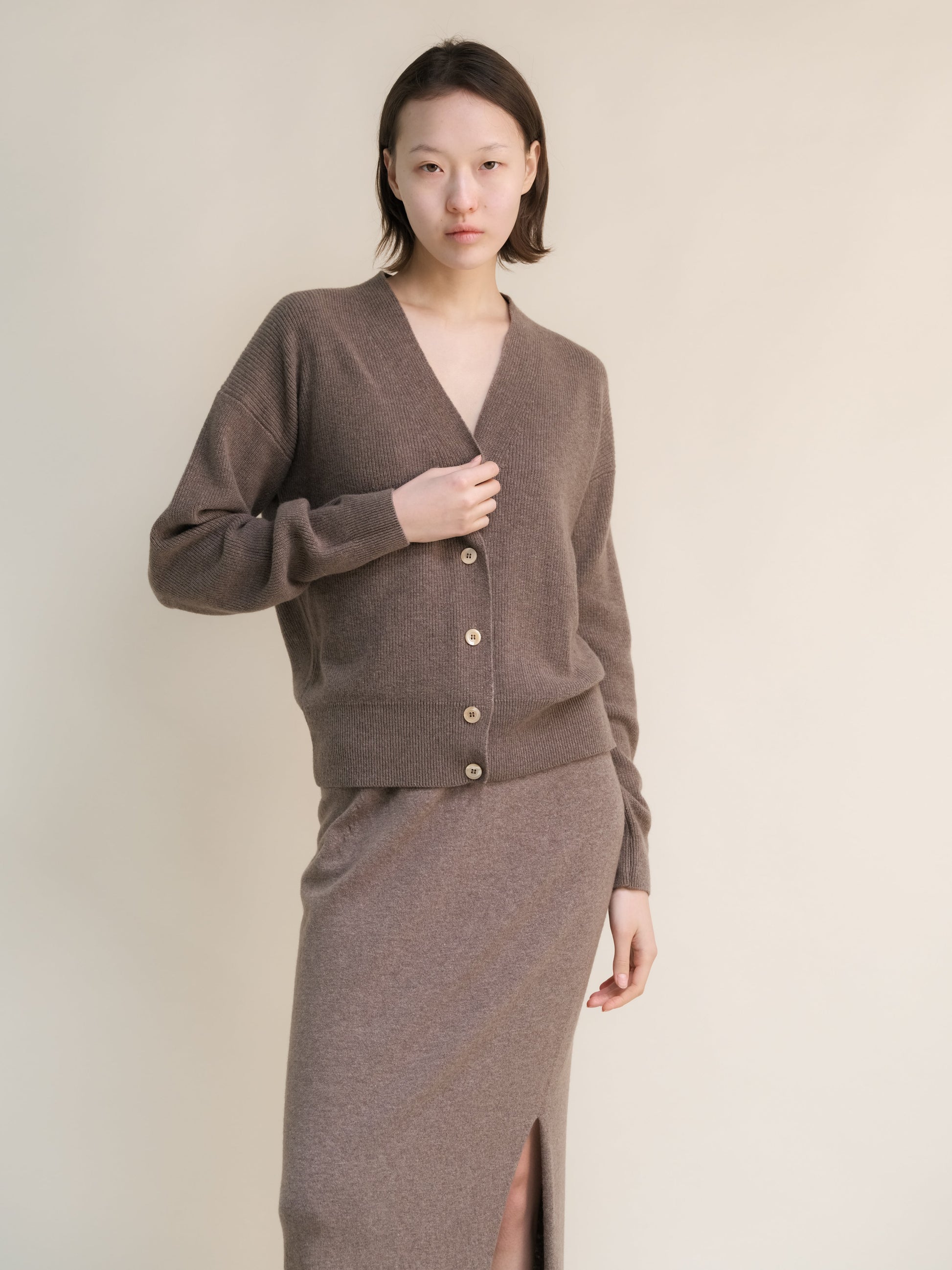 Cashmere Mix Ribbed Cardigan-11