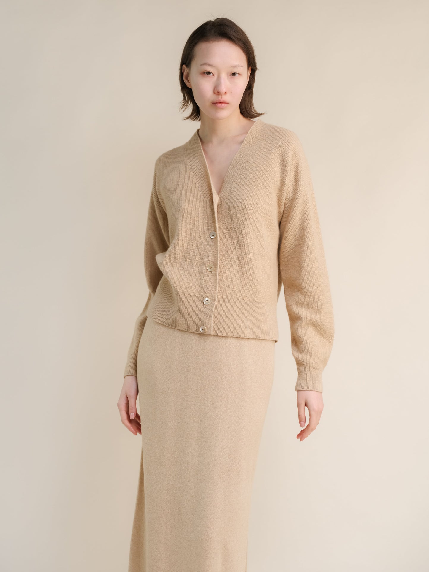 Cashmere Mix Ribbed Cardigan-10