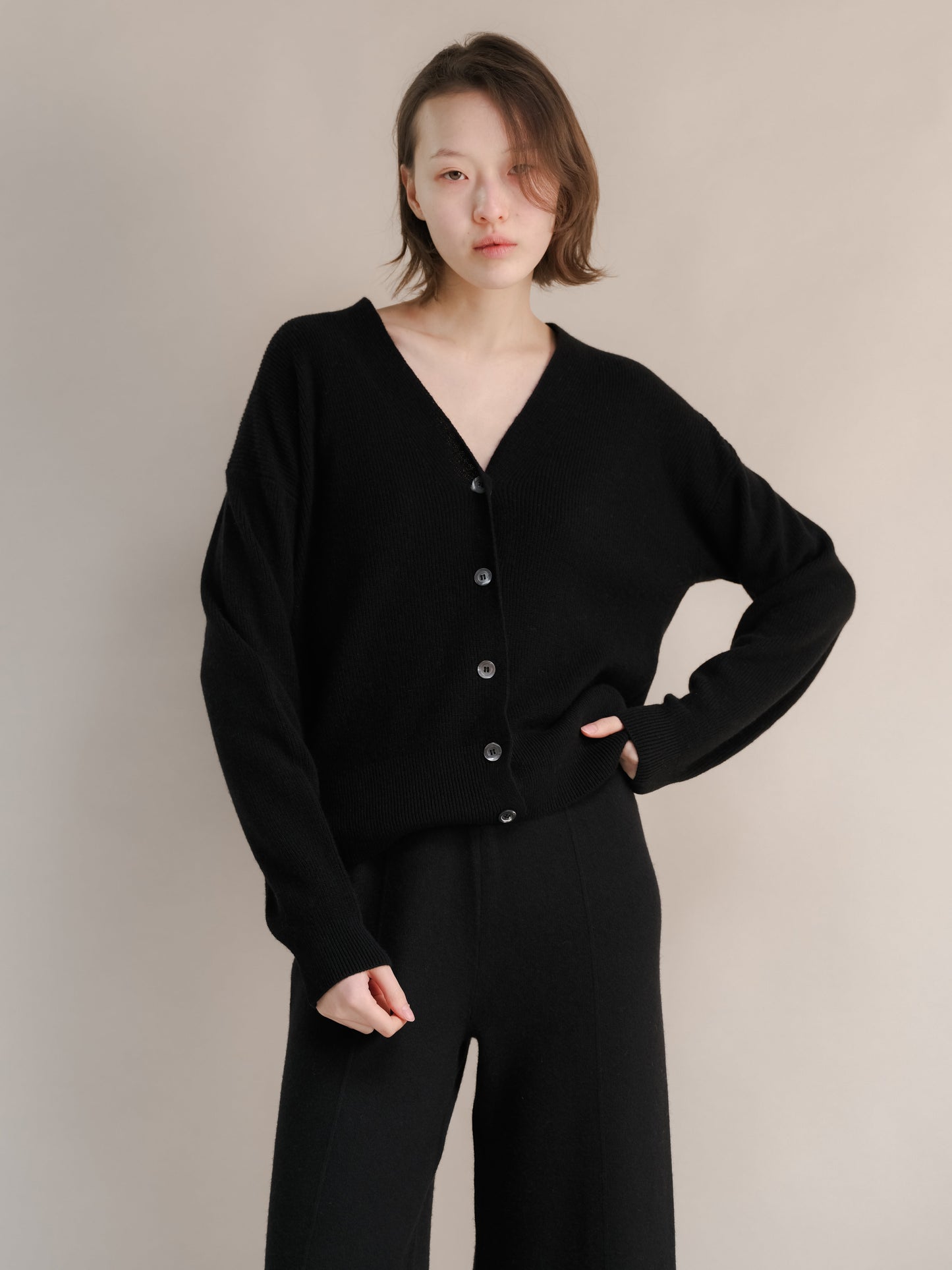 Cashmere Mix Ribbed Cardigan-7
