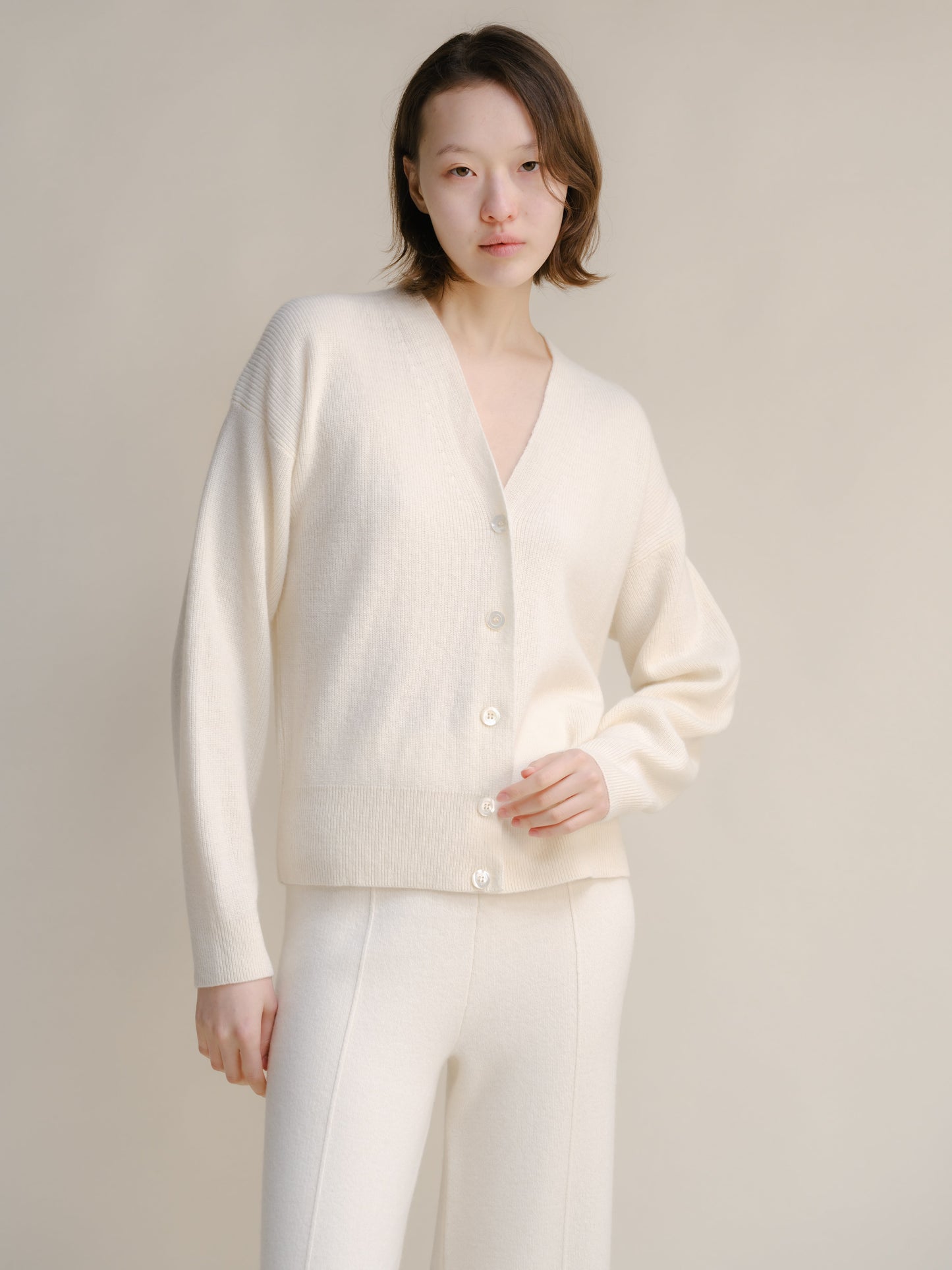 Cashmere Mix Ribbed Cardigan-8