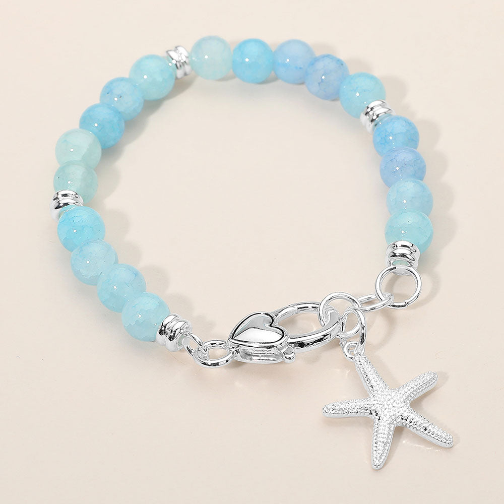 Starfish Charm Beaded Stretch Bracelet