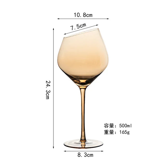1pcs Nordic Golden Unleaded Crystal Wine Glass Luxury Amber Handmade Champagne Glasses Cocktail Goblet Set Bar Family Drinkware