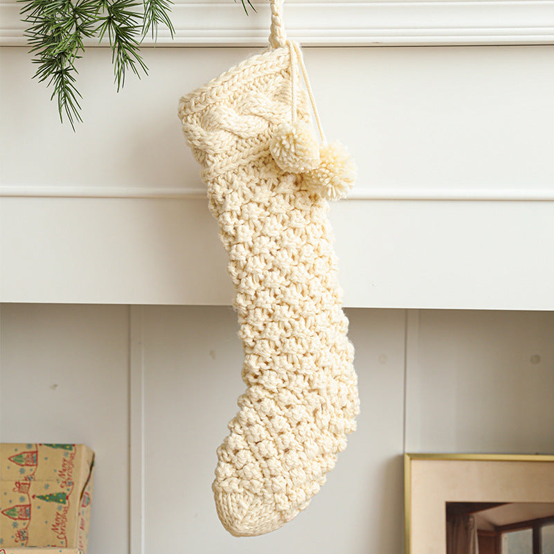 Christmas Stocking Thick Thread Candy Gift Bag Window Decoration Fireplace Pendant