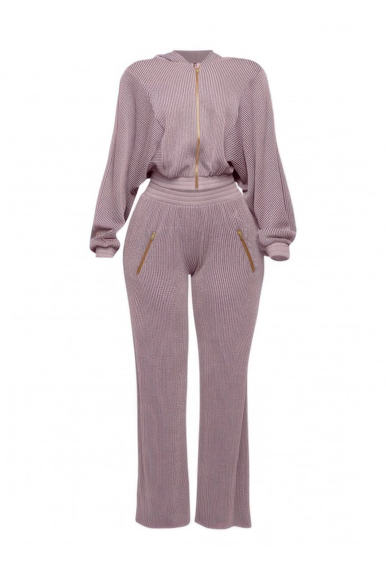Zipper Closure Hoodie Jacket & Pants Set