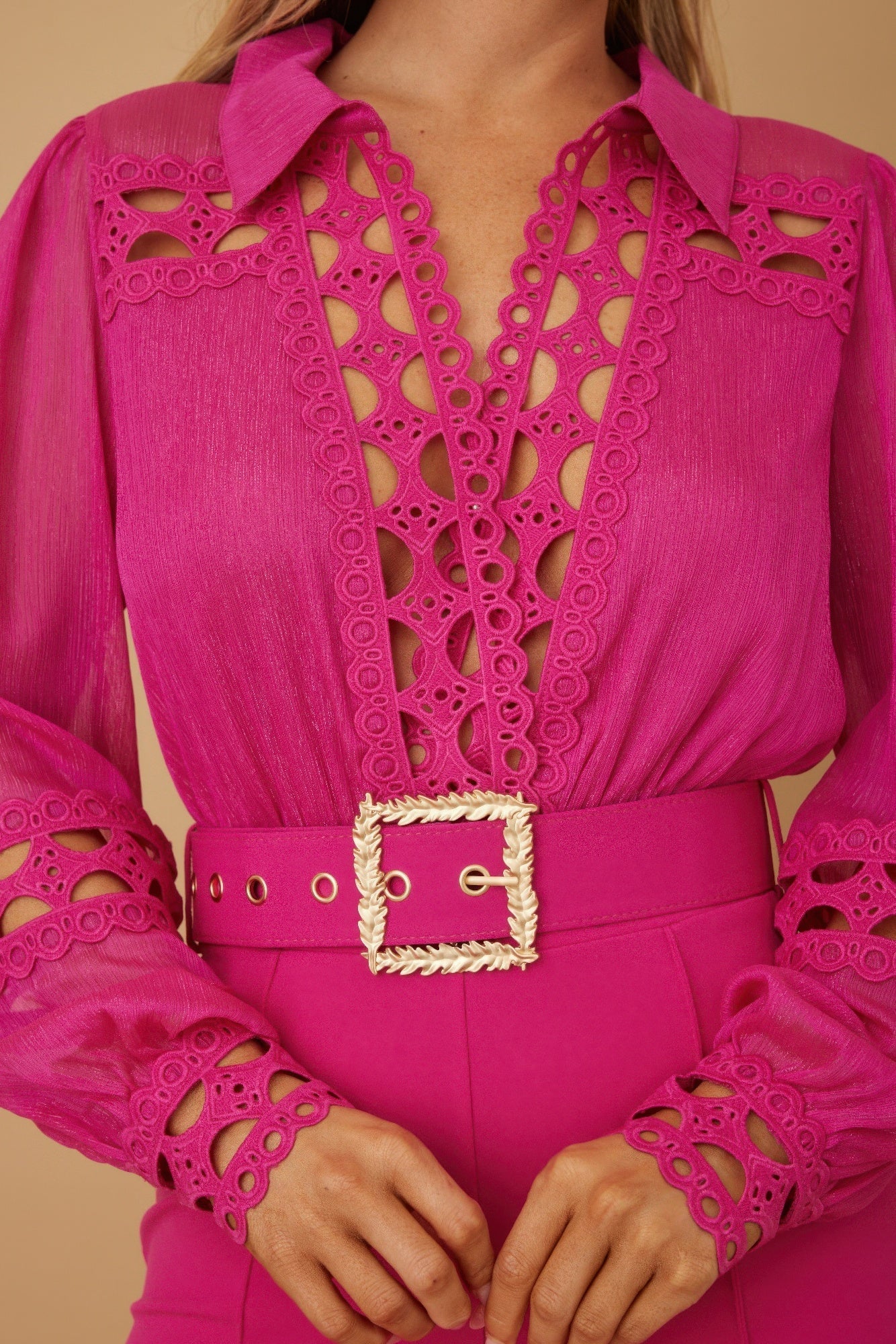 Crochet Detailed Woven Top Fashon Jumpsuit