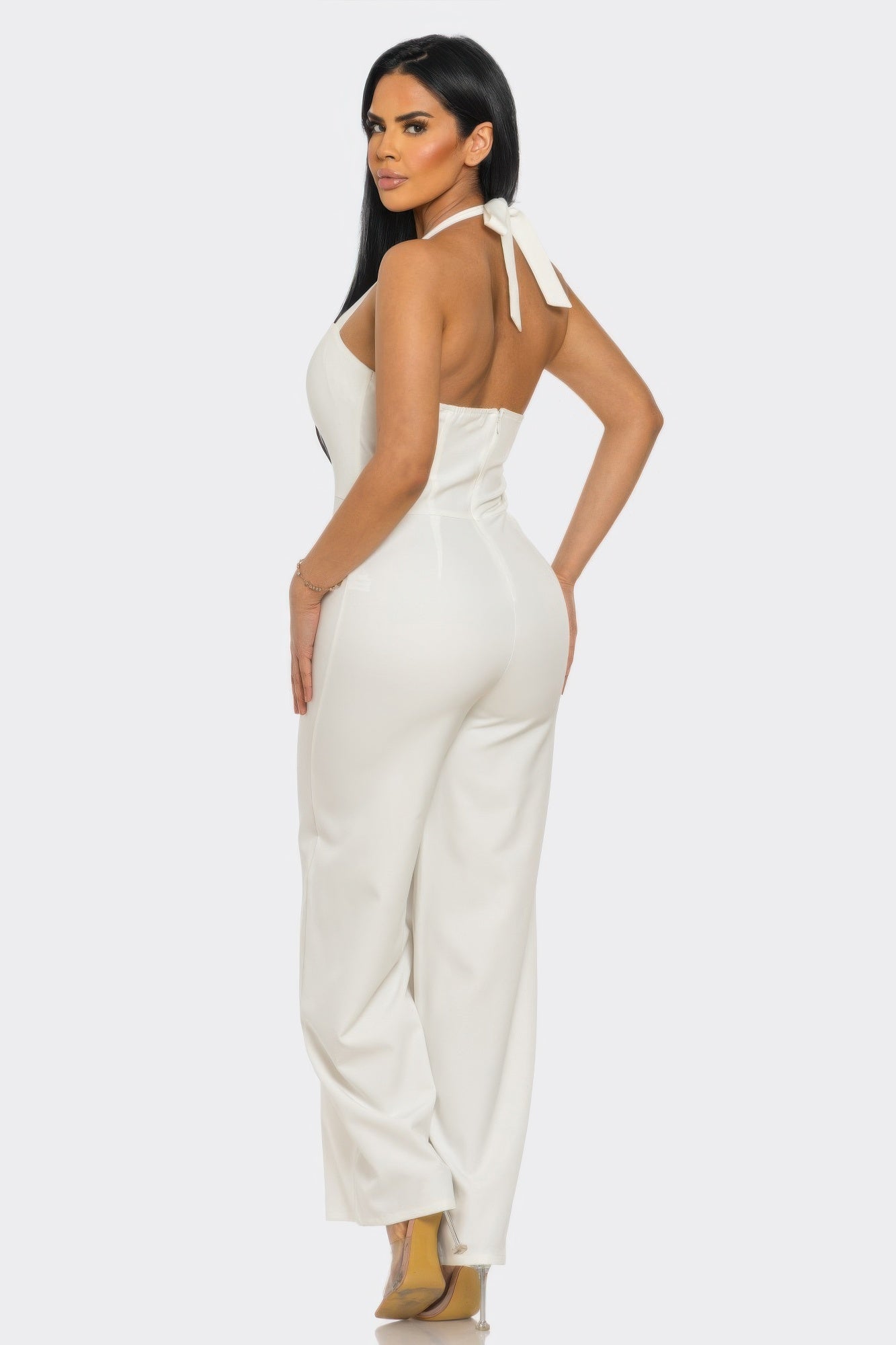 Halter Neck Jumpsuit With Back Zipper