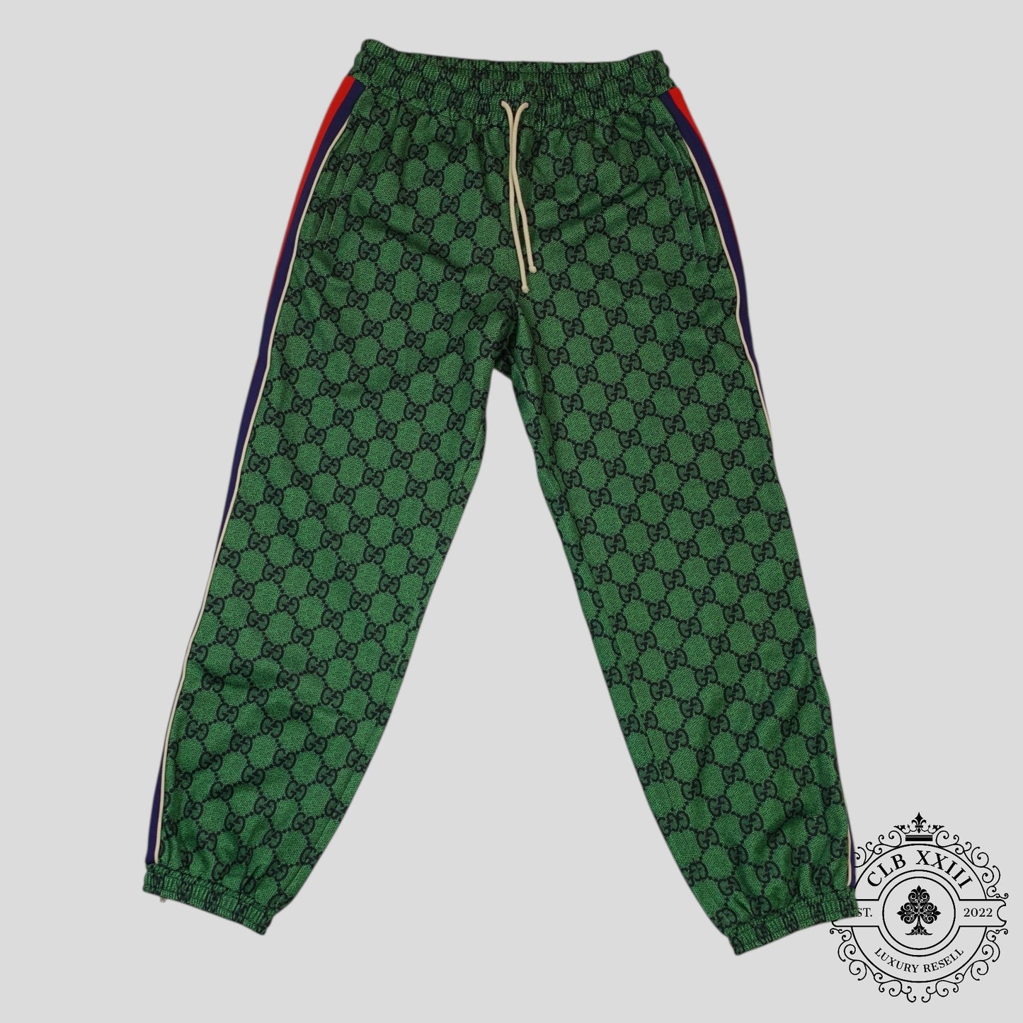 Gucci GG Jacquard Track Pants in Green/Navy Blue