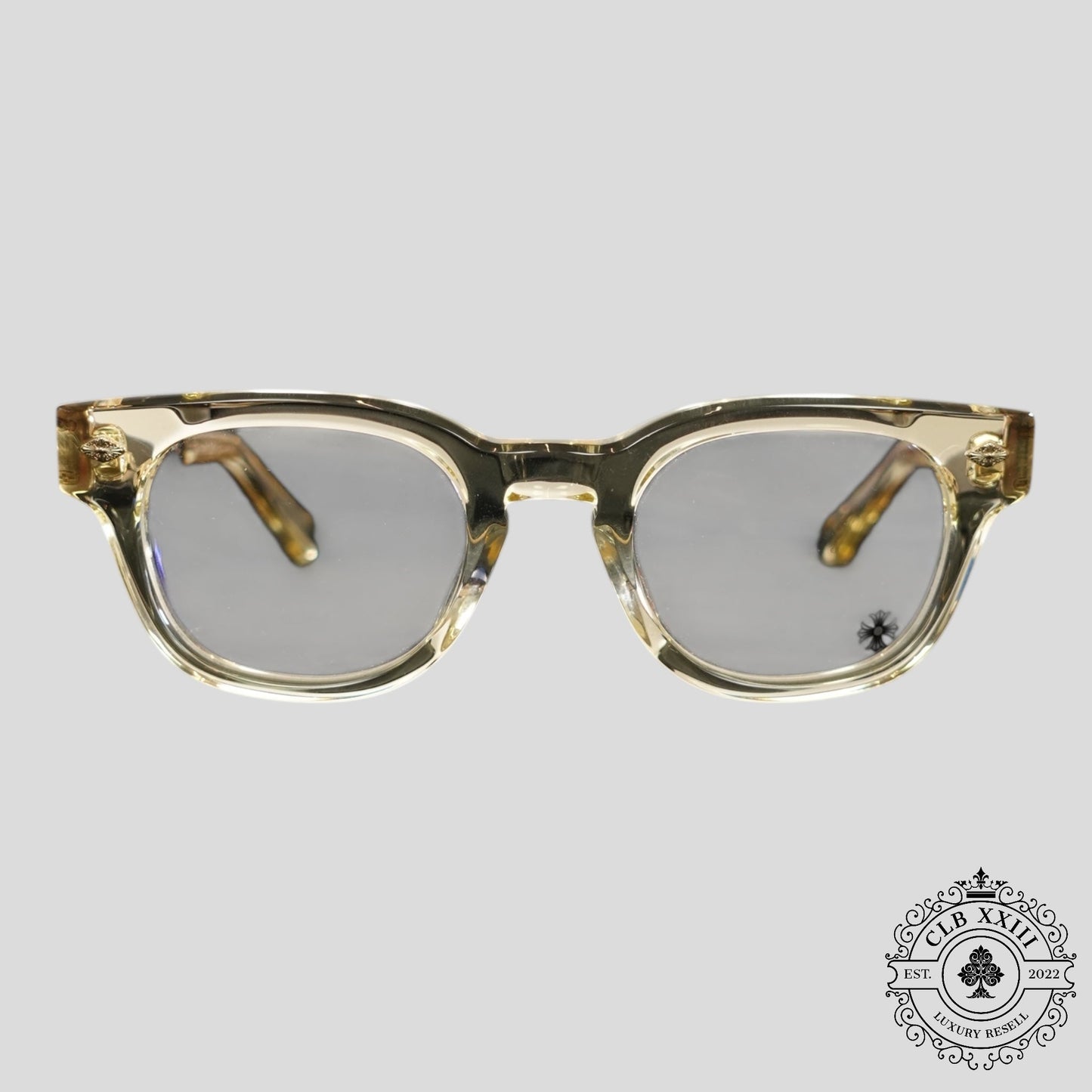 Chrome Hearts Jenna Tail Yea Glasses in Clear/Gold