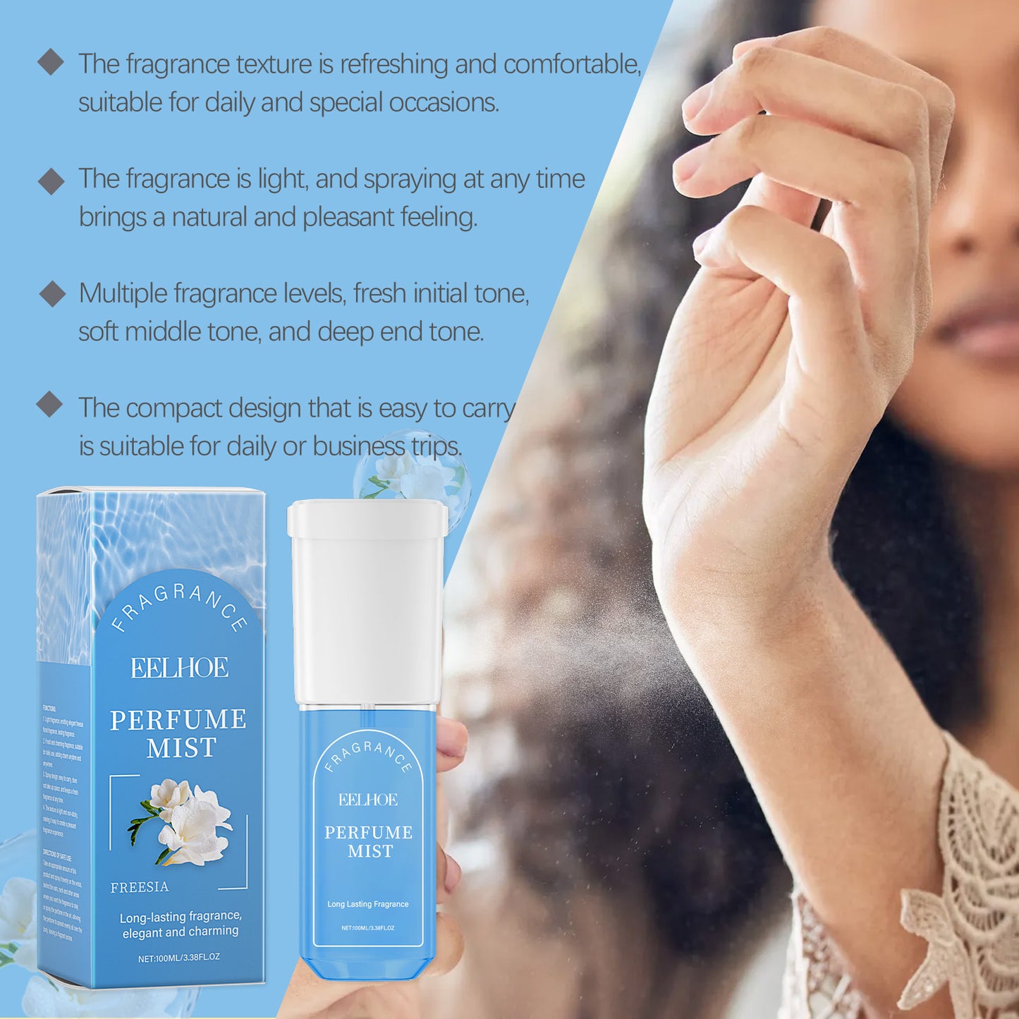 EELHOE Freesia Body Perfume Spray, Light Fragrance Soft Fragrance With Natural Fresh And Not Greasy Light Fragrance