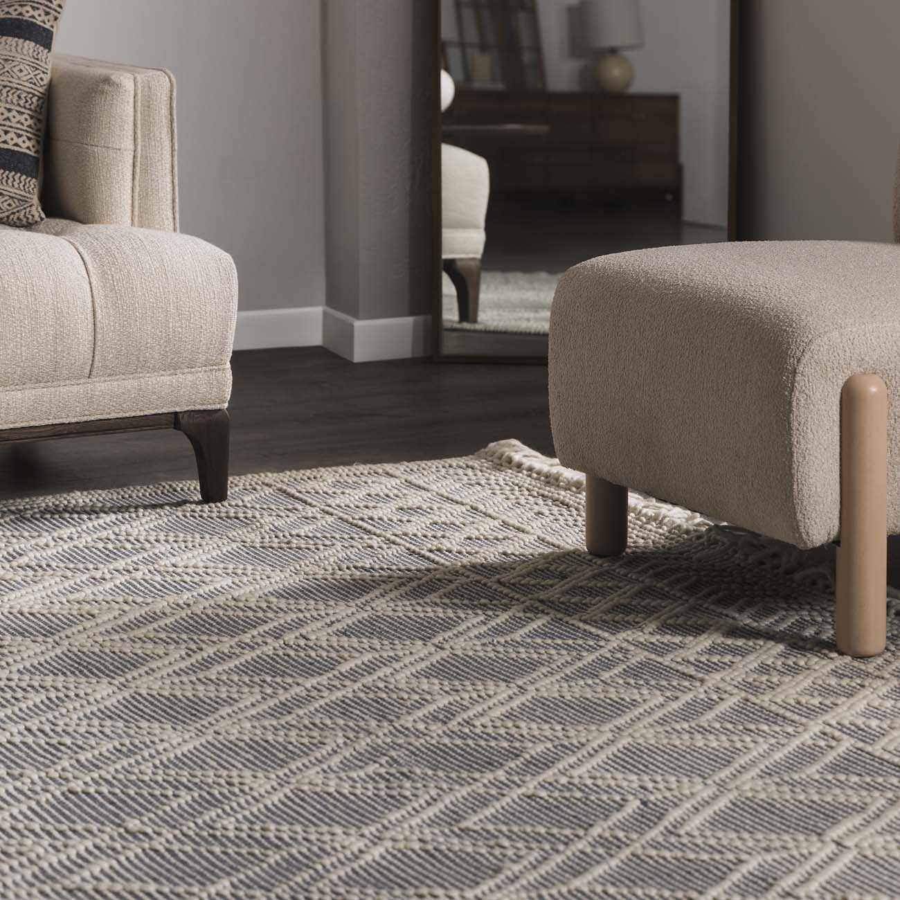 Ramsbury Denim Blue Wool Rug-2