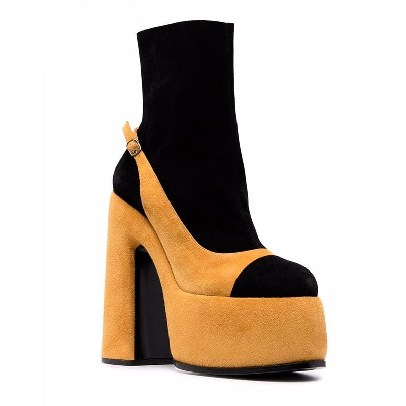 Women's Shoes New Fashion Autumn Winter Chunky High Heel Black Wine Red Buckle Dress Party Female Ankle Boots 35-43
