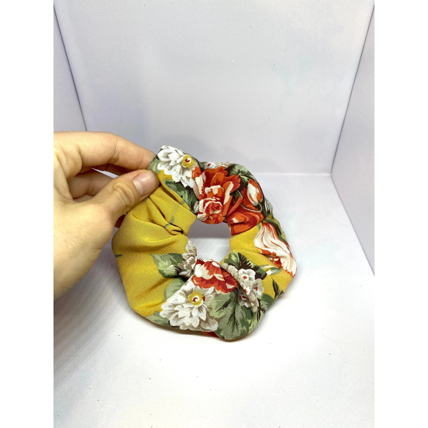 Mini Yellow Floral Scrunchie