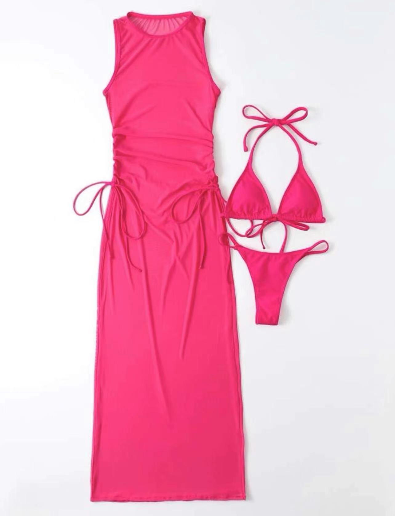 Swimsuit Bikini Women's Bikini Swimsuit New Solid Color Sexy Split Swimsuit 3-Piece Set