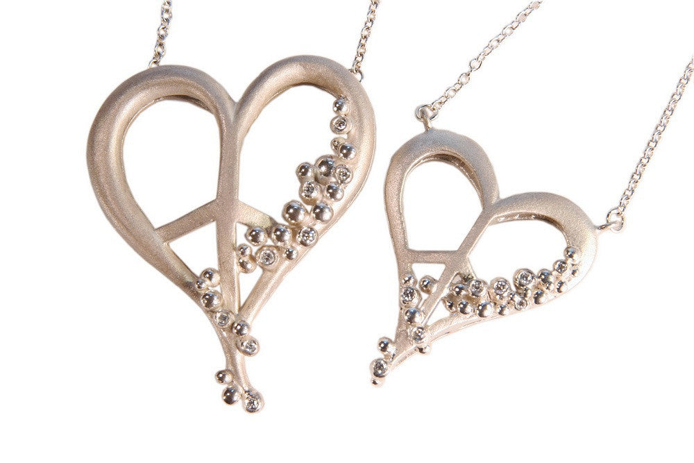 Peace of Heart Necklace- Large-18K Gold with Abundance Overflowing Diamonds-3