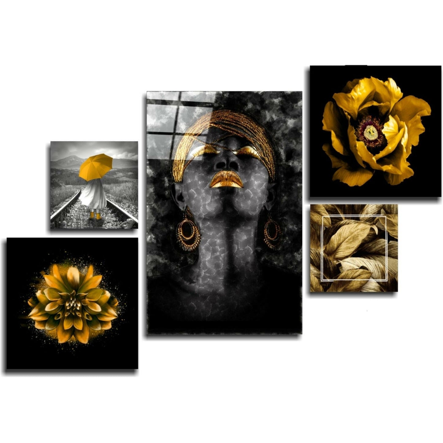 Yellow Harmony Combined Glass Wall Art