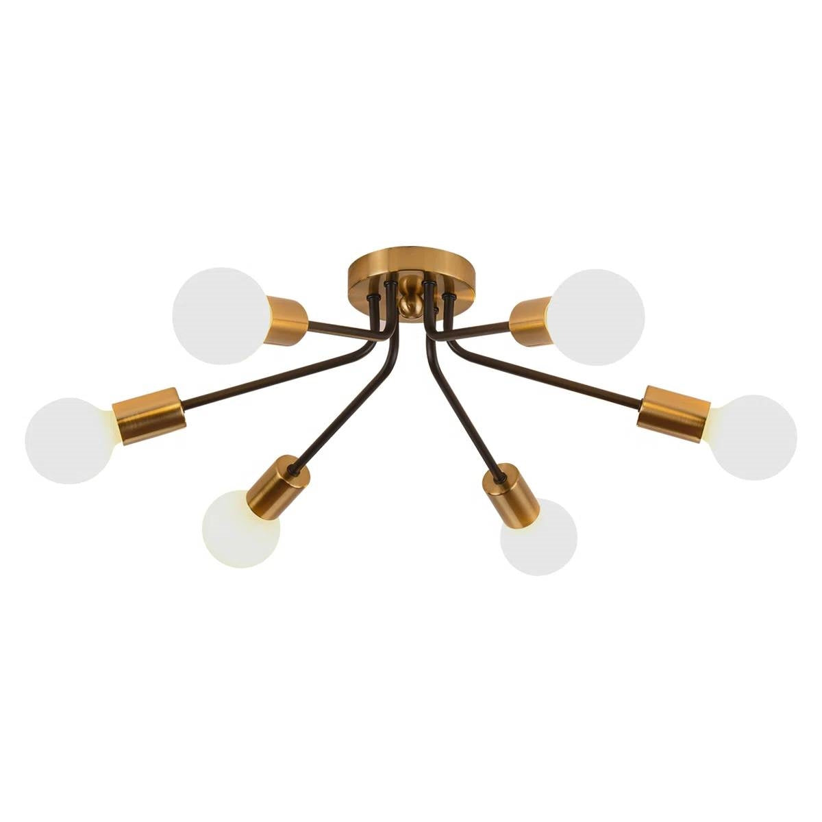 Mid-Century Modern Flush Mount Sputnik Ceiling Light in Coffee Gold Finish-0